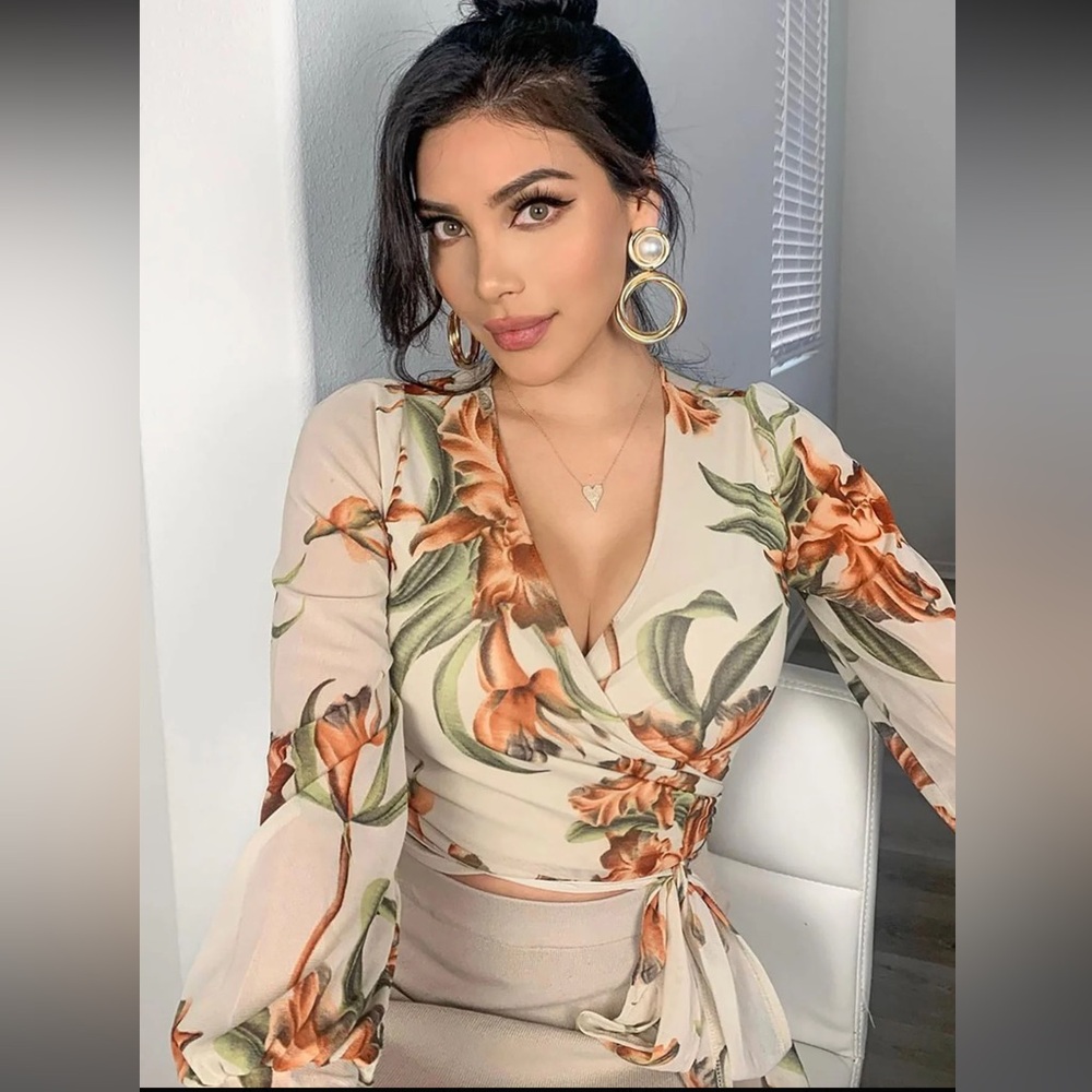 Last Chance Mesh Top - Nude/Floral